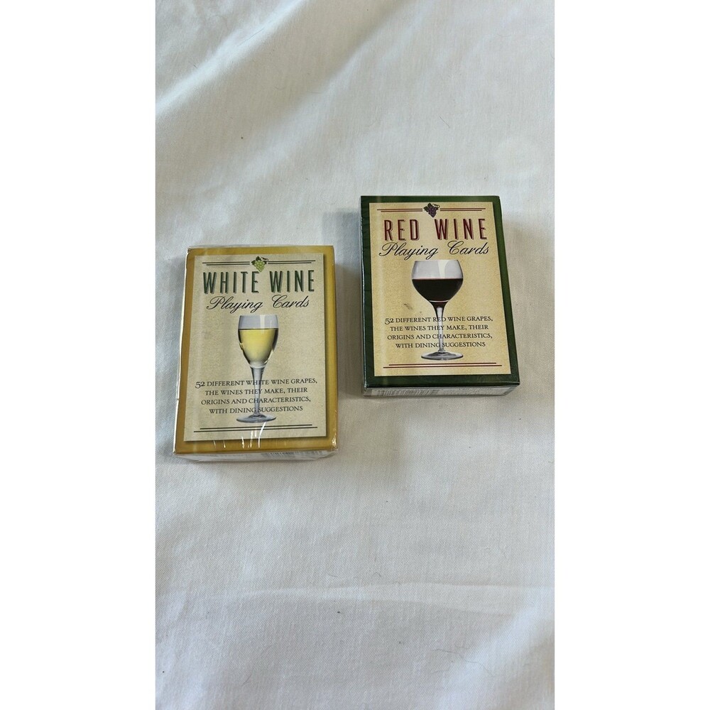 vintage-style white wine and red wine playing cards by Inkstone Design Inc